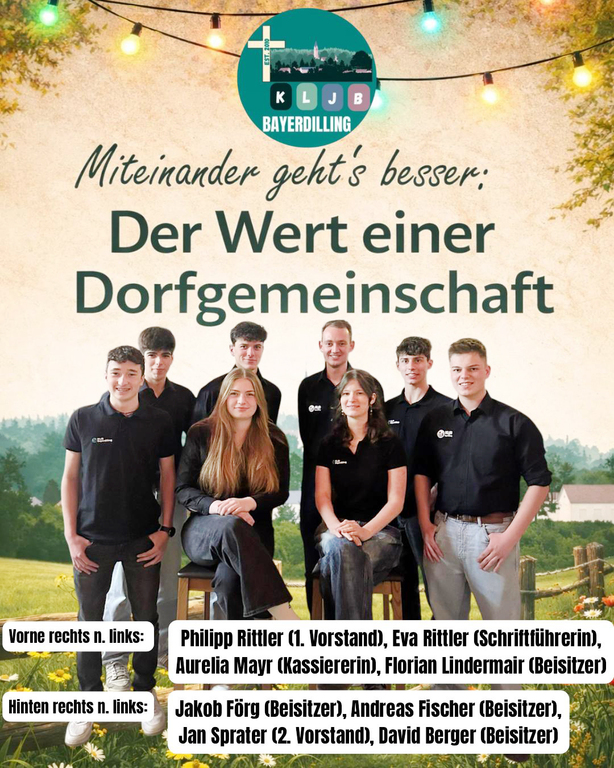 Gruppenfoto der neugewählten Vorstandschaft der KLJB Bayerdilling