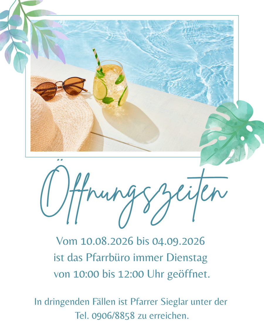 Öffnungszeiten während der Sommerferien 2026